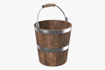 Preview: Vintage Wooden Pail with Metal Bands