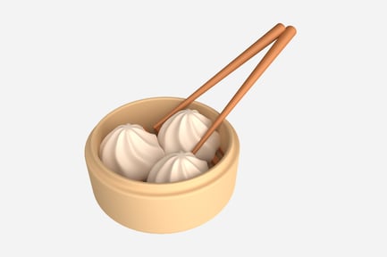 Preview: Steamed Bun 3D Illustration