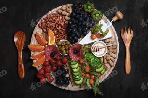 Preview: Artisan Food Board Featuring Cheese, Fruit, and Crackers