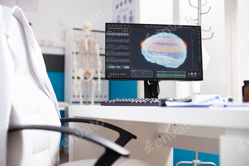 Preview: Medical desk with brain scan display