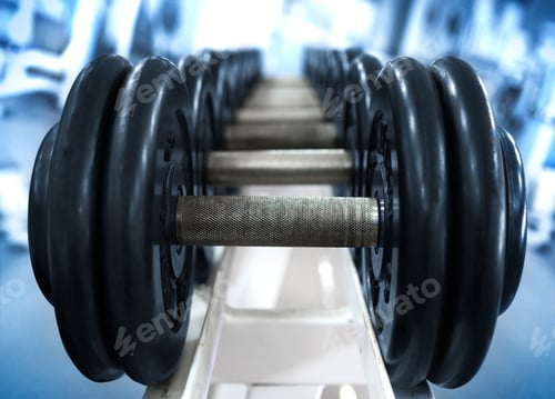 Preview: dumbbell on blue background