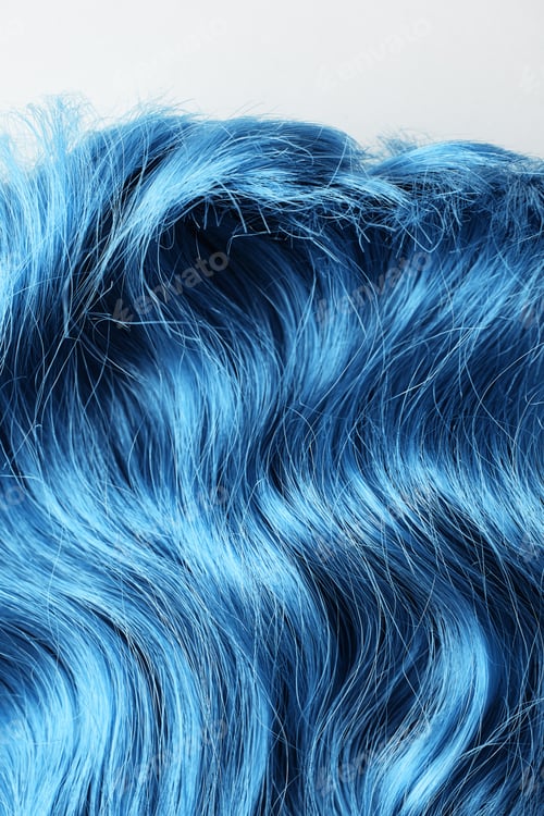 Preview: Top view of wavy blue hair isolated on white