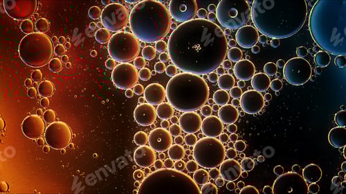 Preview: Abstract Colorful Food Oil Drops Bubbles and spheres Flowing on Water Surface