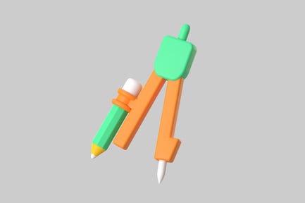 Divisor de bússola de desenho animado com lápis