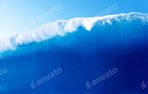 Preview: Large Blue Surfing Wave