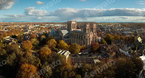 Preview: Aerial cityscape skyline of York cit centre in North Yorkshire, UK