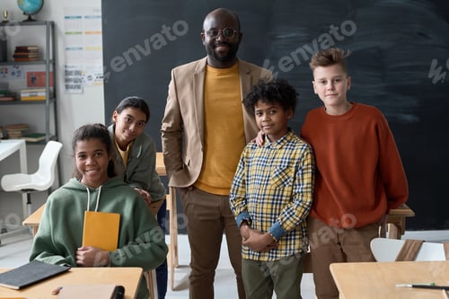 Preview: African American teacher with his students at school