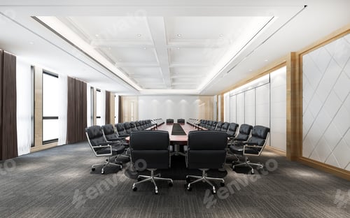 Preview: 3d rendering business meeting room on high rise office building