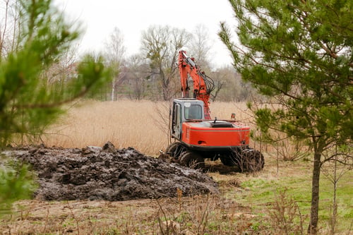Preview: ractor machinery plowing agricultural field meadow at farm. Farmer cultivating and make soil tillage