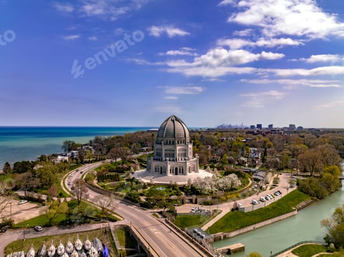 Preview: View of Baha'i House of Worship in Wilmette, Illinois, United States.