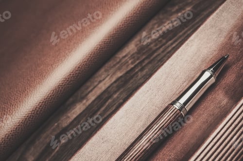 Preview: Luxurious rollerball pen on a wooden background