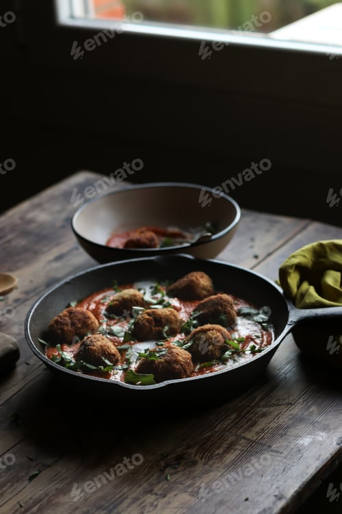 Preview: pan with cauliflower and quinoa meat ball and sauce