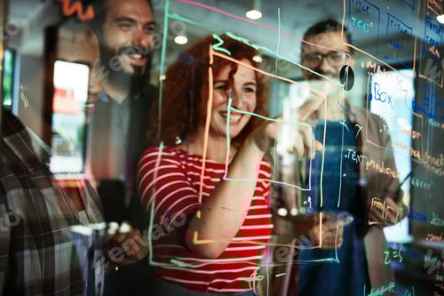 Preview: Software engineers working on project and programming in company. Startup business teamwork concept