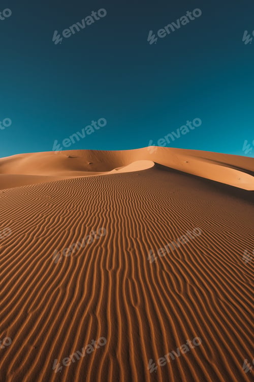 Preview: Vertical shot of a peaceful desert under the clear blue sky captured in Morocco