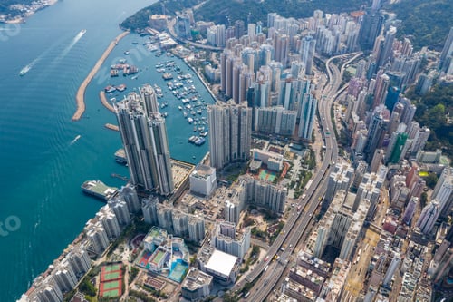 Preview: Shau Kei Wan, Hong Kong 19 March 2019: Top down view of Hong Kong city