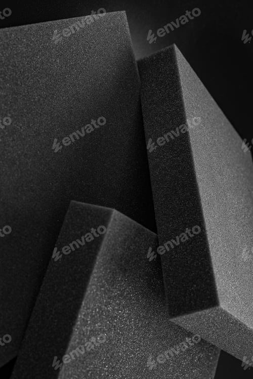 Preview: Foam pieces against dark background