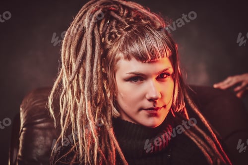 Preview: Young attractive woman with dreadlocks