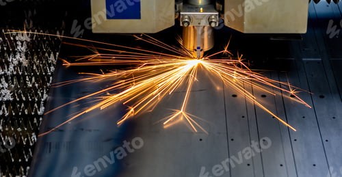 Preview: Automated stainless steel cutting machine produces sparks while in motion
