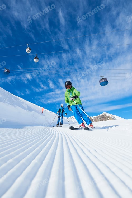 Preview: Father and son on skiing holiday, Hintertux, Tirol, Austria