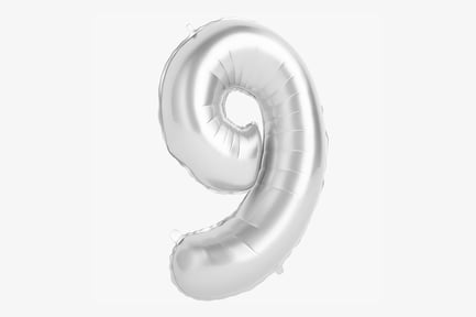 Preview: Silver Number Nine Foil Balloon Decoration