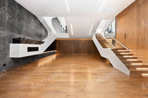 Preview: a staircase with a table on each side of the stairs