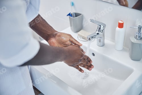 Preview: Close up of male hands that being in water