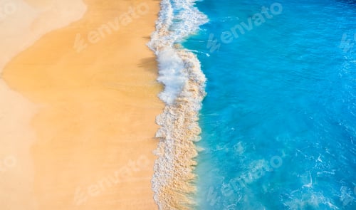 Preview: Coast as a background from top view. Blue water background from top view.