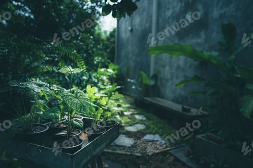 Preview: tropical green leaf plant for nature background, foliage growth botanic garden small tree in jungle