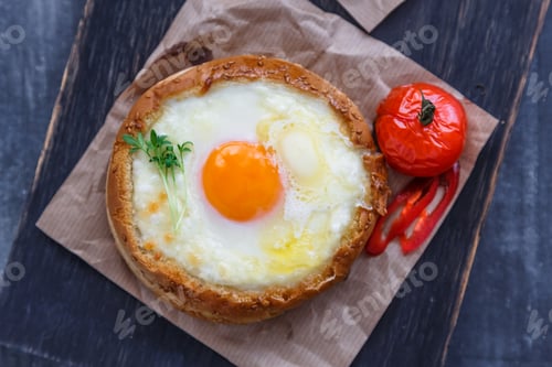 Preview: Breakfast with baked cheese and egg yolk filled buns
