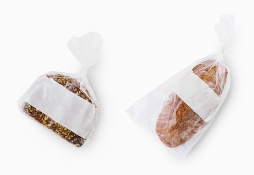 Preview: bread in plastic bag on top view