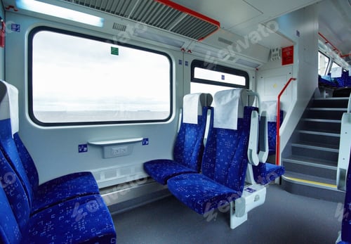 Preview: Emtpy interior of the intercity double decker train of comfort class