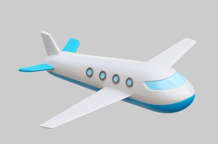 Preview: Modern White Private Jet With Blue Accents Flying