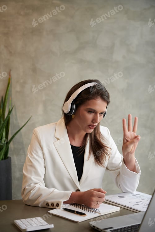 Preview: Businesswoman Speaking in Online Meeting