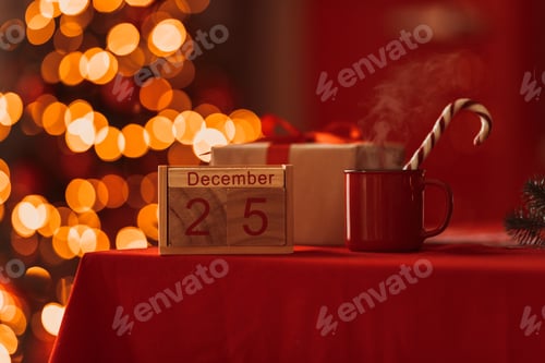Preview: calendar with christmas date 25 december in a festive atmosphere
