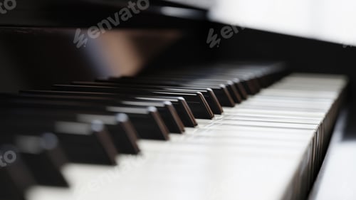 Preview: Close-up piano keyboard with selective focus. 3d rendering