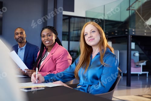 Preview: Black businesswoman at meeting with her colleague in office