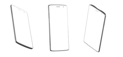 Preview: Phone frame with blank display isolated templates, phone different angles views