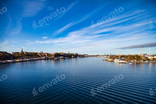 Preview: Aerial landscape of seacoast embankment in Baltic Sea city of Stockholm
