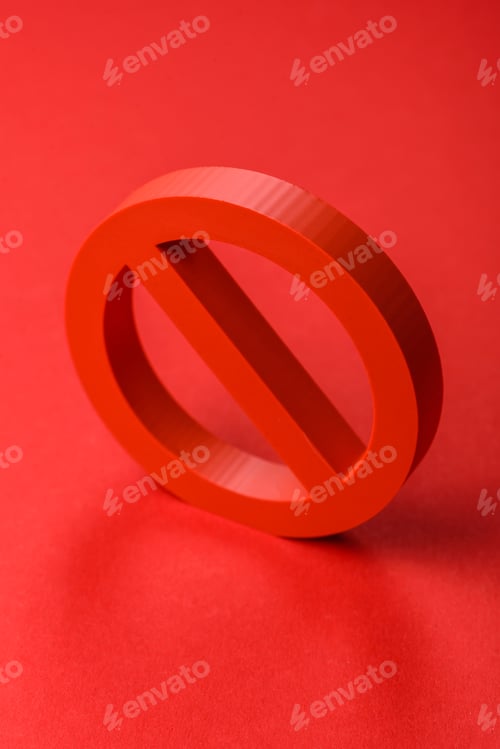 Preview: A prohibition or ban sign as a warning to stop, about rules, or about danger. A prohibition sign