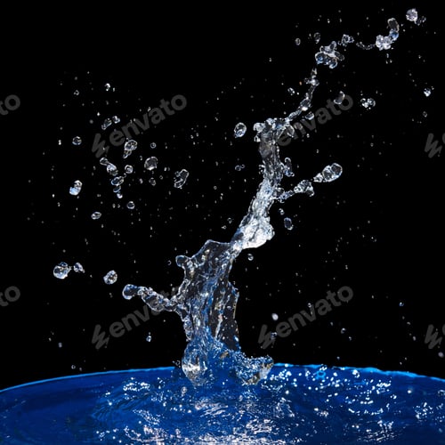 Preview: Splash water, water splashes, isolated on black background