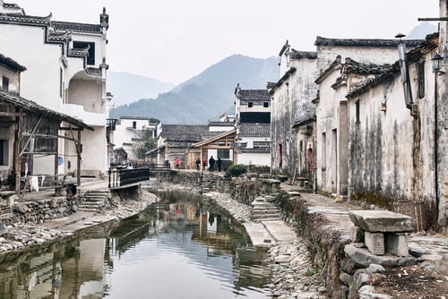 Preview: Traditional houses by waterway, Hongcun Village, Anhui Province, China