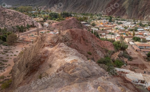 Preview: Aerial view of Purmamarca town - Purmamarca, Jujuy, Argentina