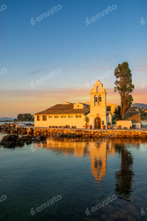 Preview: Vlacherna Monastery at sunrise on Corfu island
