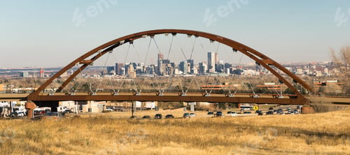 Preview: Denver Skyline Transit Bridge Colorado Landscape