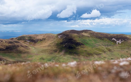 Preview: Cloudy view of the Pentland Hills in Scotland. Nature on a cold day