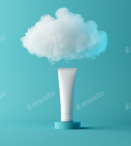 Preview: Natural moisturizer cosmetic presentation with cloud, mock up scene podium for product display