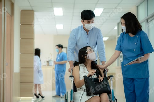 Preview: Doctor checking consultation with patient for checkup. work on healthcare paperwork