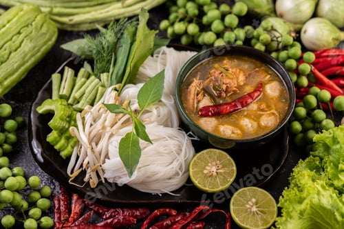 Preview: Rice noodle and coconut milk solution.