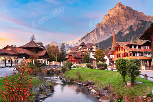 Preview: Kandersteg, Switzerland Old Town in the Alps