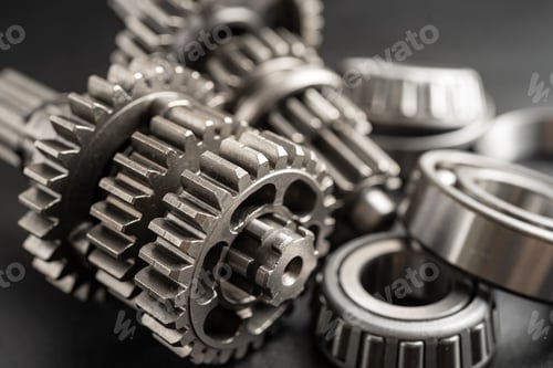 Preview: Gear and cogs wheels, clock mechanism, brass metal engine industrial.